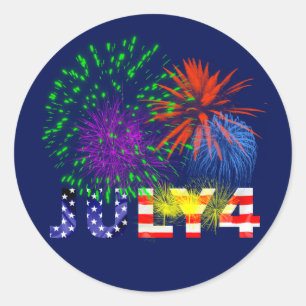 4th of July Fireworks Classic Round Sticker