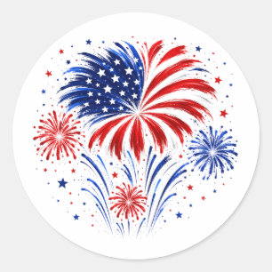 4th of July Fireworks Classic Round Sticker