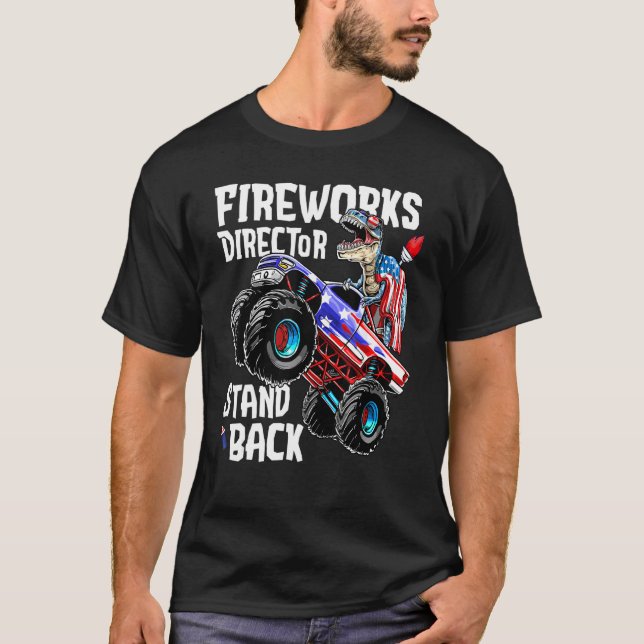 4th Of July Fireworks Director Rex Monster Truck K T-Shirt (Front)