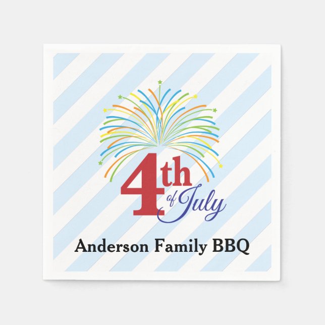 4th of July Fireworks | Family Barbeque Napkin (Front)