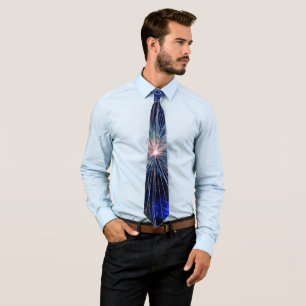 4th of July Fireworks in Blue Independence Day Tie