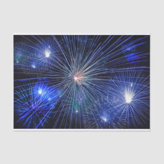 4th of July Fireworks in Blue Independence Day Tissue Paper (Front)
