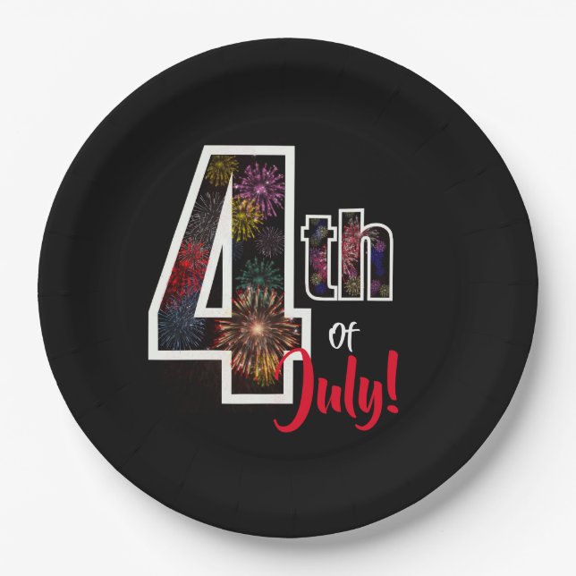 4th of July fireworks Paper Plate (Front)