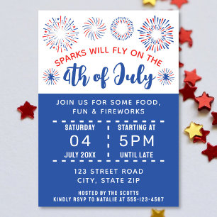 4th Of July Fireworks Party Celebration Invitation