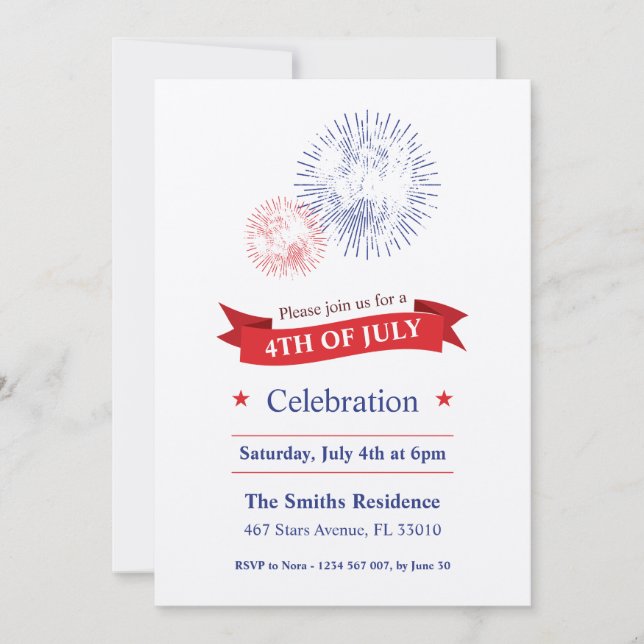 4th of July Fireworks Party Invitation (Front)