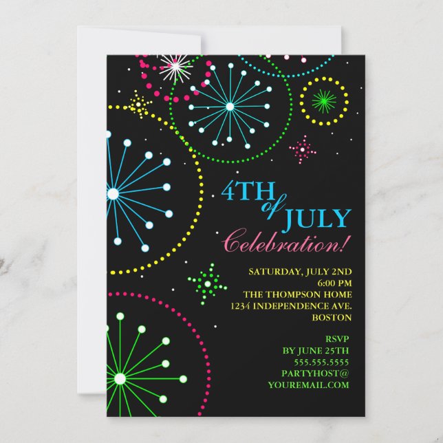 4th of July Fireworks Party Invitation (Front)