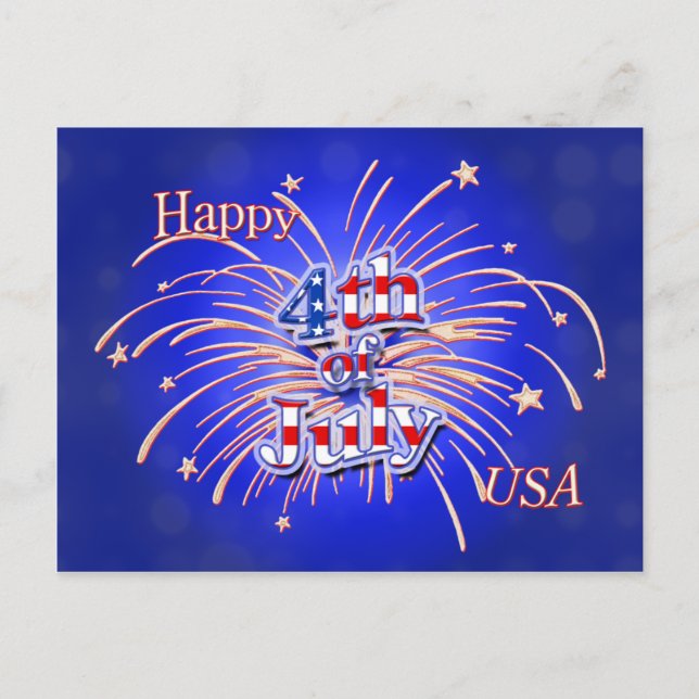 4th of July Fireworks Postcard (Front)