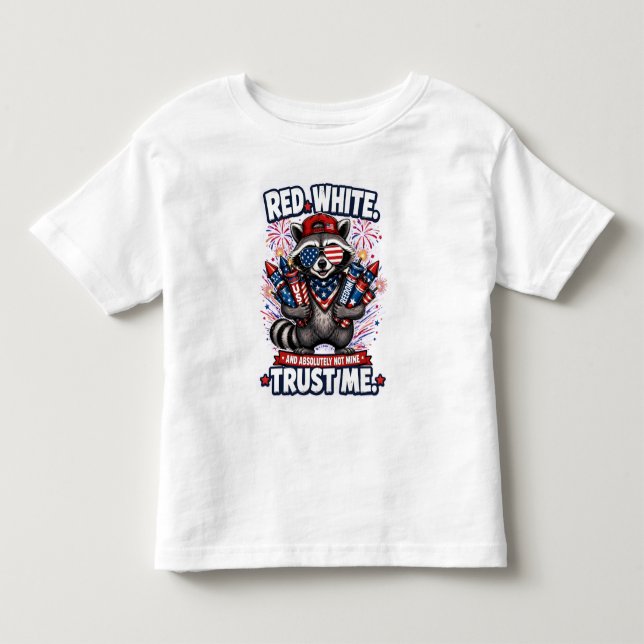 4th of July Fireworks Racoon Toddler Tops (Front)