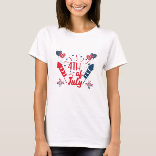4th of July Fireworks Red White Blue Patriotic T-Shirt