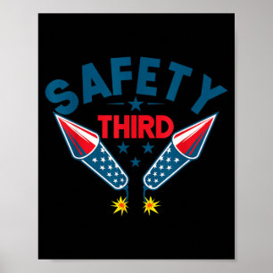 4th of July Fireworks Safety Third Independence Poster