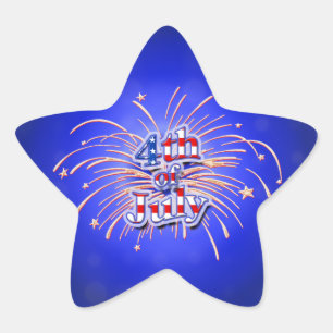 4th of July Fireworks Star Sticker