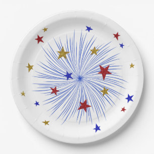 4th of July, Fireworks, Starbursts Paper Plates 9"
