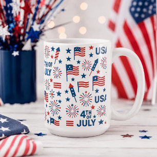 4th of July 🇺🇸   Fireworks, Stars & American Coffee Mug