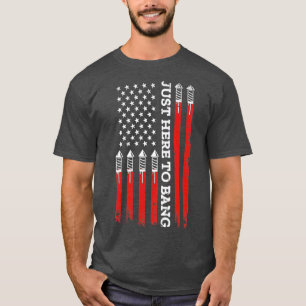 4th of July fireworks with USA flag and just here T-Shirt