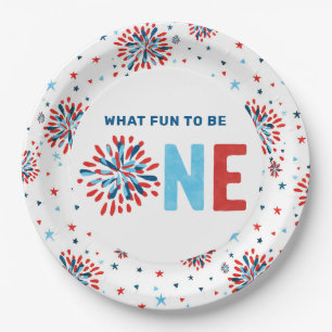 4th of July First Birthday Paper Plate
