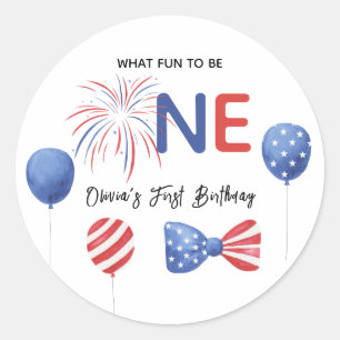 4th of July First Birthday Party Classic Round Sticker