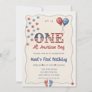 4th of July First Patriotic Birthday Invitation