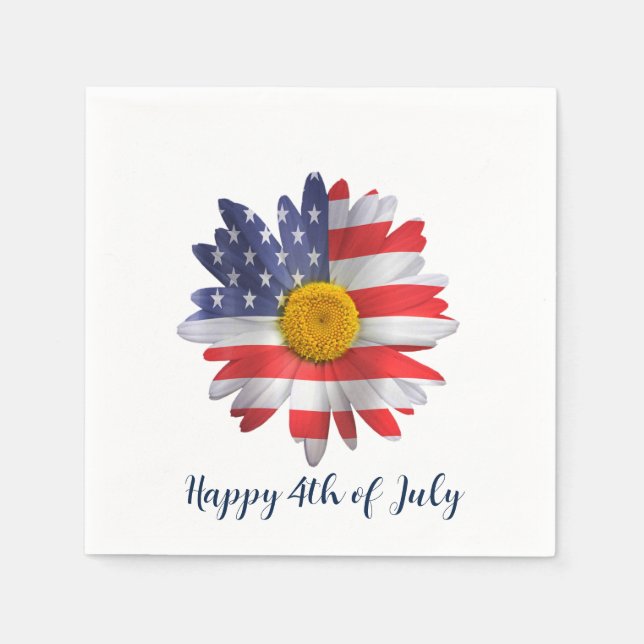 4th of July Flag Daisy  Napkin (Front)