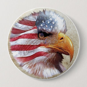 4th Of July Flag & Eagle 10 Cm Round Badge