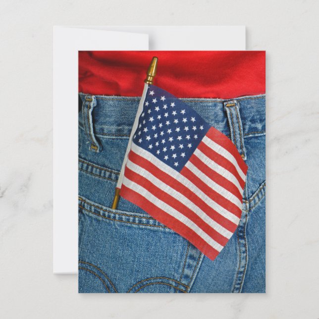 4th Of July Flag In Jean Pocket Invitation (Front)