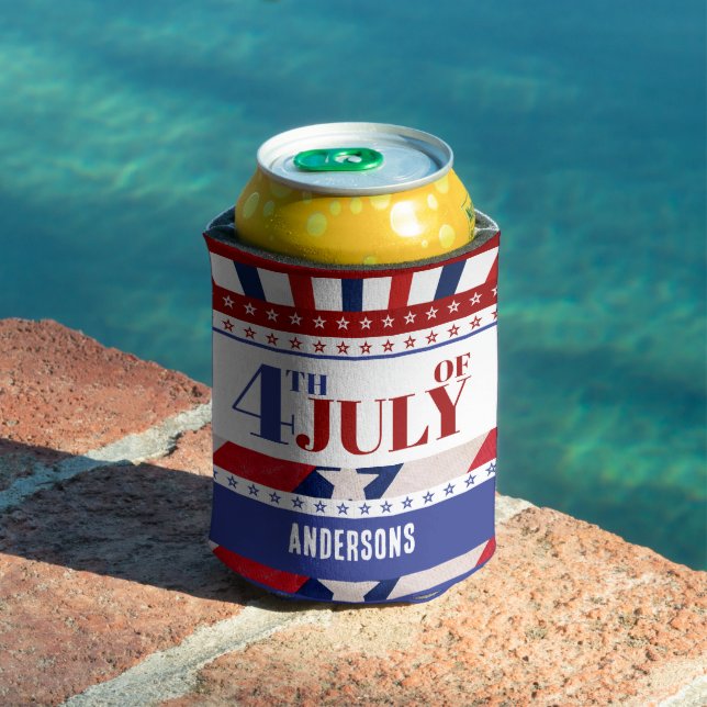 4th of July Flag of America Artsy Custom Can Cooler (In Situ Pool)