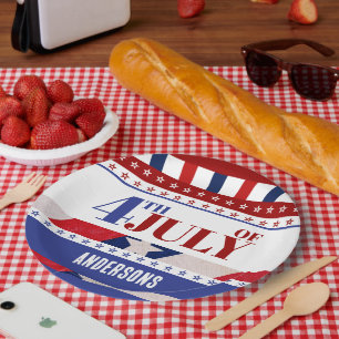 4th of July Flag of America Artsy Custom Paper Plate