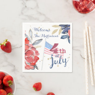 4th of July Flag Personalised Stylish Party   Napkin