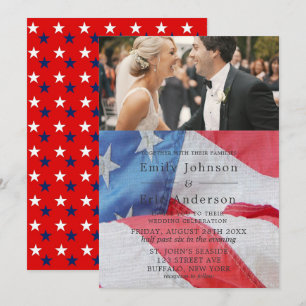 4th Of July Flag Photo Wedding Invitation