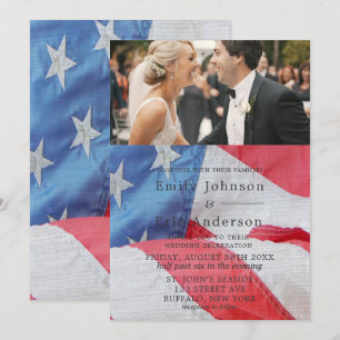 4th Of July Flag Photo Wedding Invitation