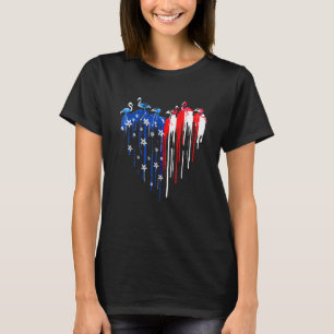 4th Of July Flamingo Heart American Flag Independe T-Shirt