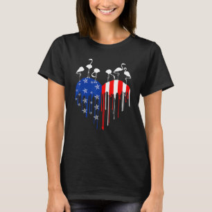 4th Of July Flamingo Usa Flag Pride Heart Drip Ame T-Shirt