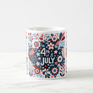 4th Of July Floral Coffee Mug