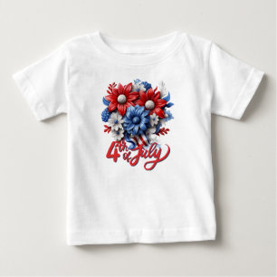 4th of July Flowers in Red White & Blue Patriotic Baby T-Shirt