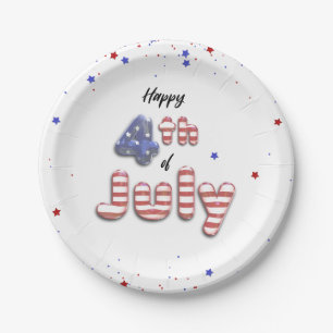 4th of July Foil Balloons Stars Stripe Paper Plate