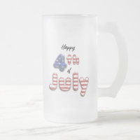 4th of July Foil Balloons Stars Stripes Glass Mug