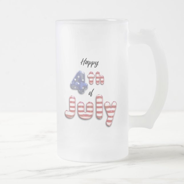 4th of July Foil Balloons Stars Stripes Glass Mug (Right)