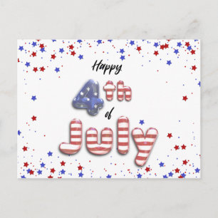 4th of July Foil Balloons Stars Stripes - Postcard