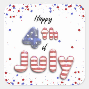 4th of July Foil Balloons Stars Stripes - Sticker