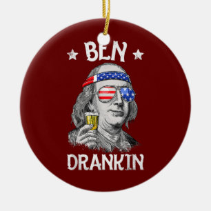 4th of July for Men Ben Drankin Benjamin Franklin Ceramic Tree Decoration