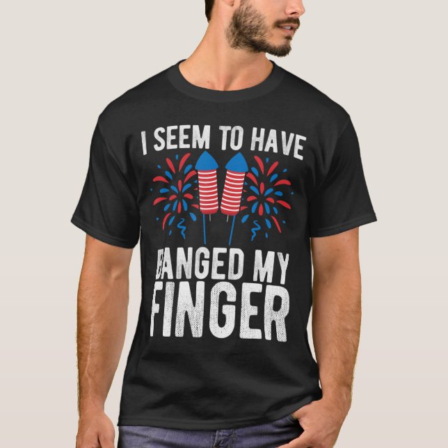 4th of July for Men Funny Amputee Finger Amputee 4 T-Shirt (Front)