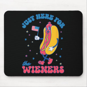 4th Of July For Men Funny Just Here For The Weiner Mouse Mat