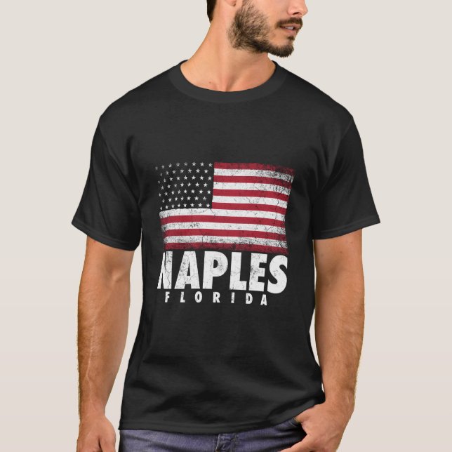 4Th Of July For Naples Florida American Flag T-Shirt (Front)