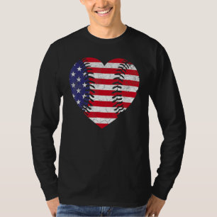 4th Of July For Women American Flag Baseball Hea T-Shirt