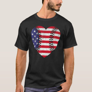 4th Of July   For Women American Flag Baseball Hea T-Shirt