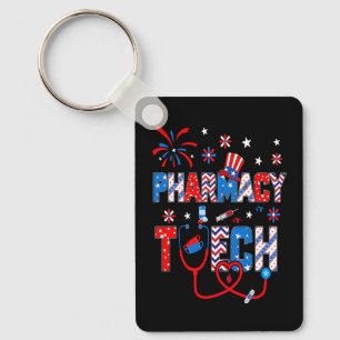 4th Of July For Women Stethoscope Pharmacy Tech Nu Key Ring