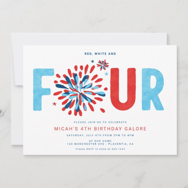 4th of July Fourth birthday Party Invitation (Front)