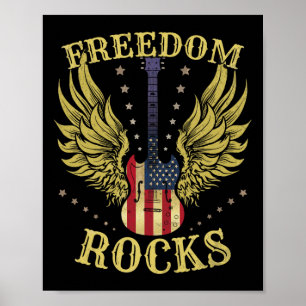 4th Of July Fourth Independence Day Guitar Freedom Poster