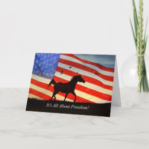 4th of July Freedom American Flag Horse Card