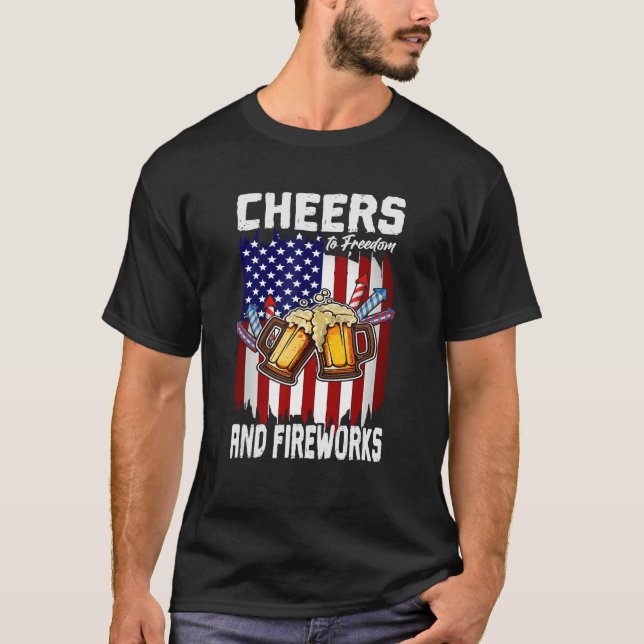 4th Of July Freedom And Fireworks Day Drinking USA T-Shirt (Front)