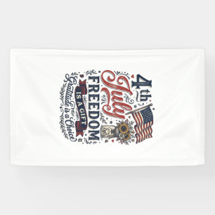 4th of July Freedom Gratitude Vintage Shirt Design Banner